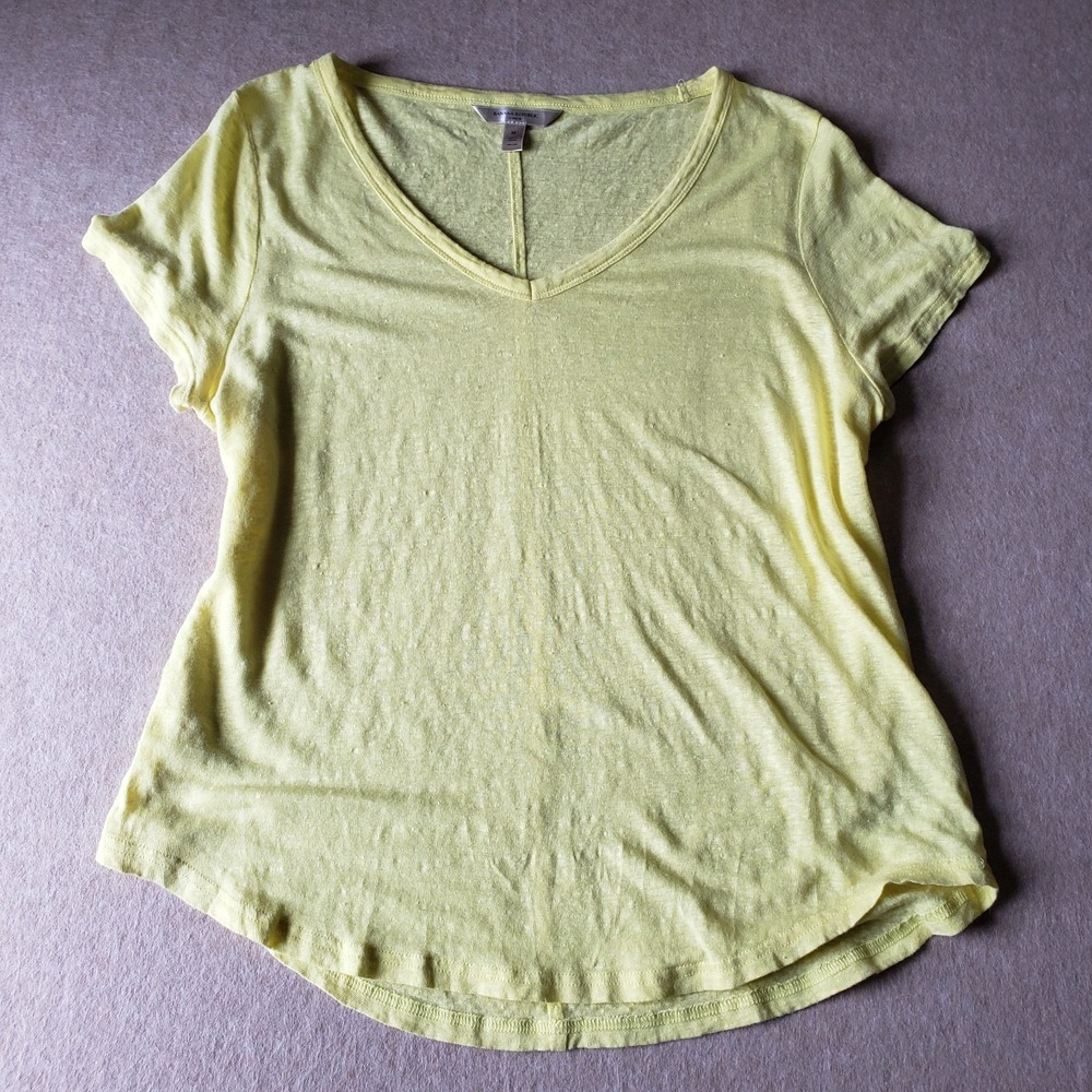 Banana Republic 100% Linen Top Sz M Butter Yellow Beachy Coastal Minimalist Boho